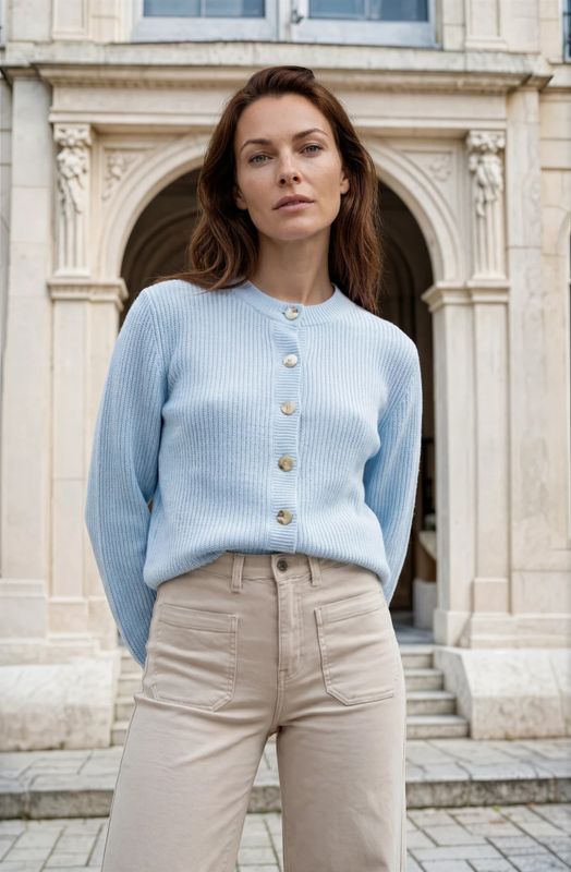 Lea Rib cardigan offwhite