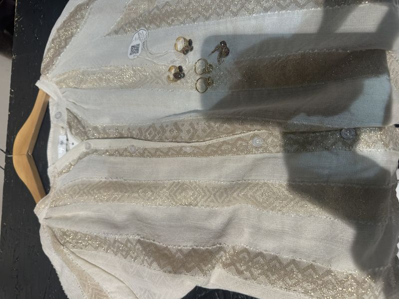 Lurex bomull beige