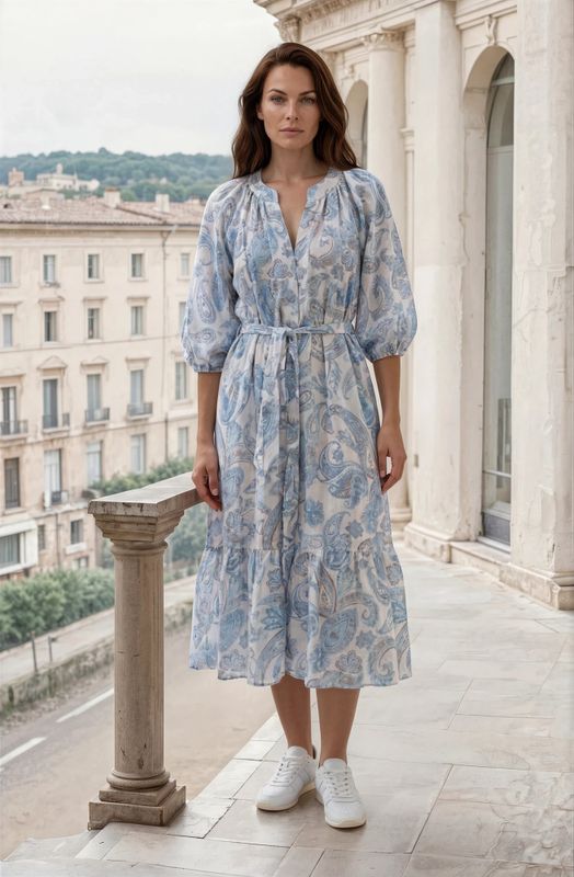 Paisley dress blå